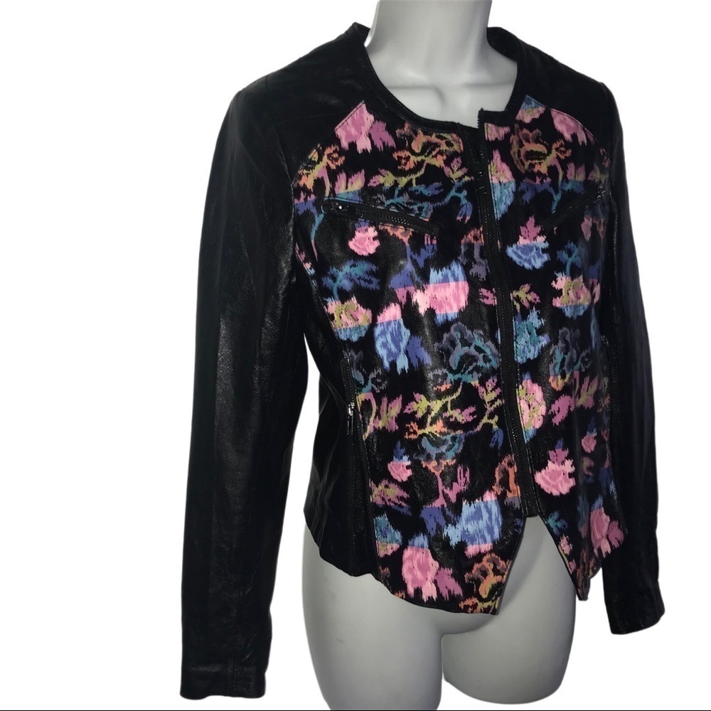 Donna-di-Eleganza Zip Front Printed Leather Jacket - Picture 3 of 12
